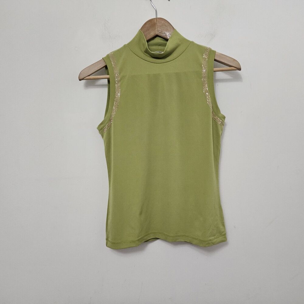 MARTIS Women's Mint Green Sleeveless High Neck Stretch Blouse Top Size S-M
